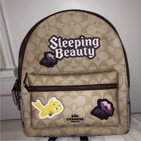 Disney X Coach Medium Charlie Backpack In Signature Canvas With Sleeping Beauty - Picture 5 of 5